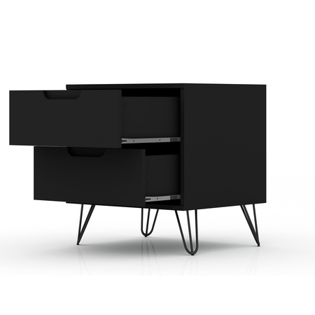 Manhattan Comfort Rockefeller Dresser and Nightstand Set, Black 104GMC2